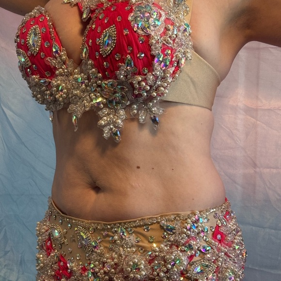 Elegant Pink Belly Dance Costume - Picture 2 of 5